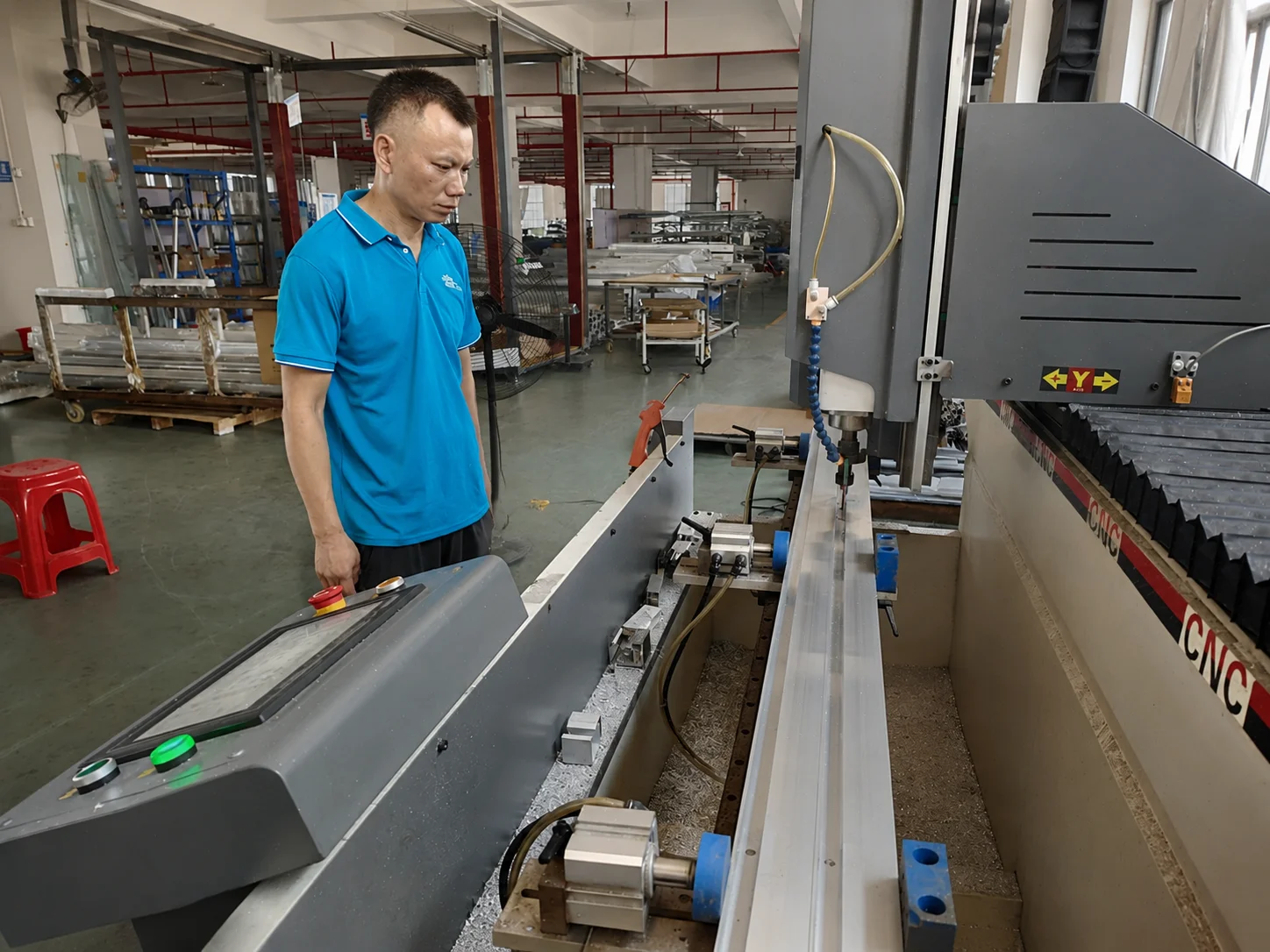 CNC machining aluminum profiles for shower door frames at Zenova