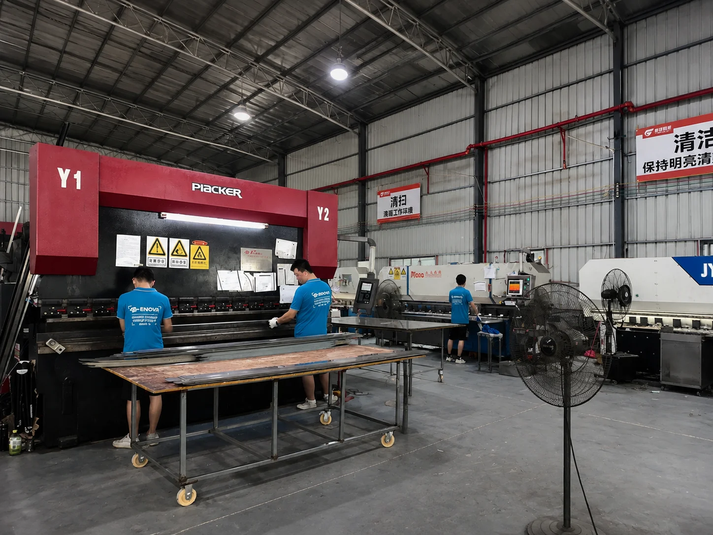 Press-brake forming area at the Zenova shower door factory