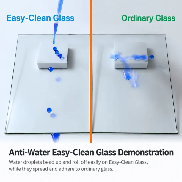 Easy-clean glass Anti-Water coating comparison