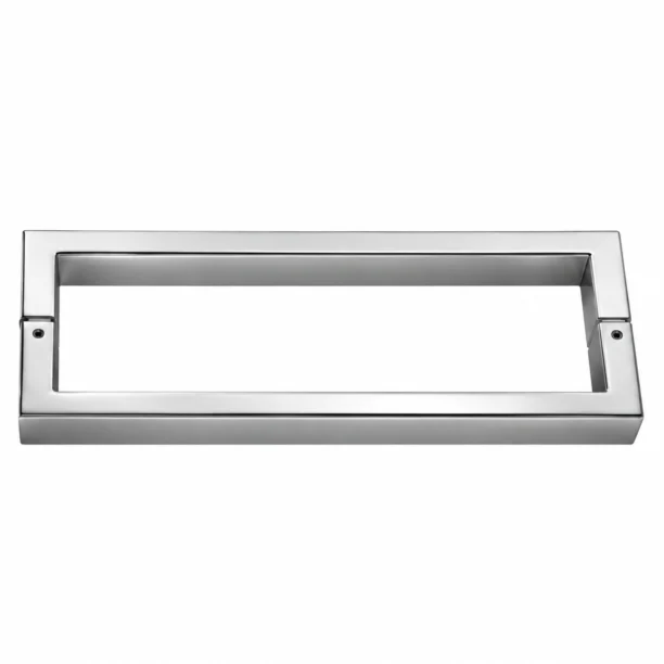 Square Back-to-Back Pull Handle in polished chrome, shown with its rectangular end plates