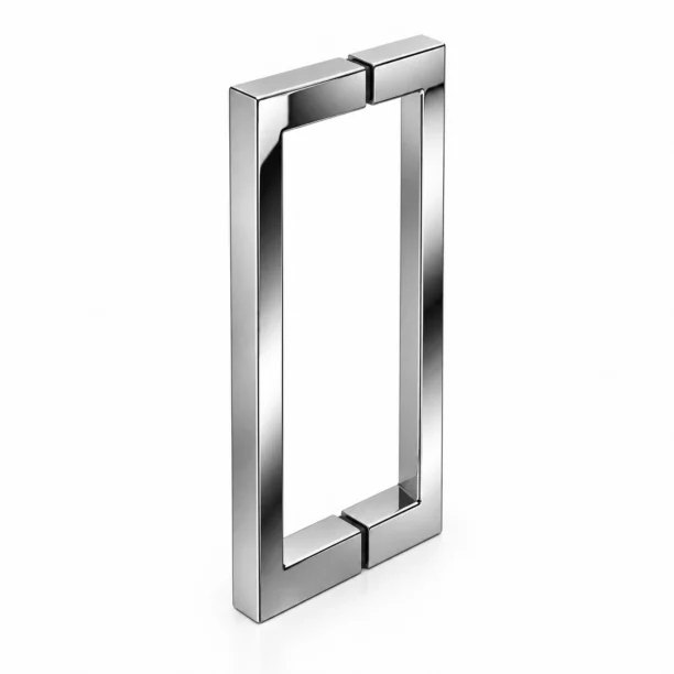 Square Back-to-Back Sliding Door Handle in polished chrome, shown with its square end bridges