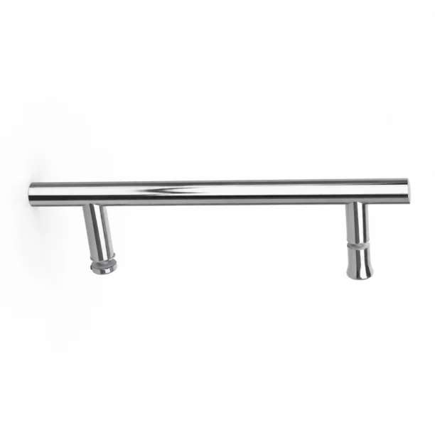 Tubular Ladder Pull Handle in polished chrome, shown with its flared post flanges