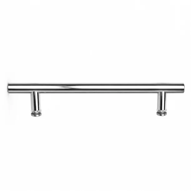 Single-Sided Ladder Sliding Door Handle in polished chrome, shown with its disc flanges