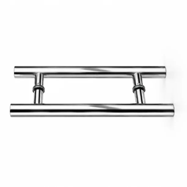 Ladder Style Back-to-Back Pull Handle in polished chrome, shown with its spacing rings