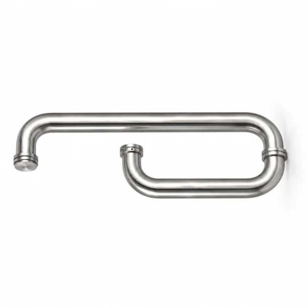 Tubular Towel Bar & Pull Handle in polished chrome, shown with its mounting collars